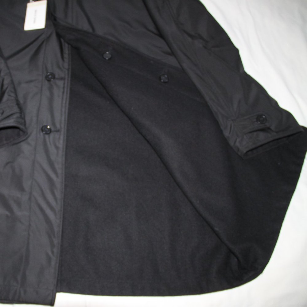 Versace Italy Men Reversible Coat Black Wool To Polyester Overcoat Size EU 54